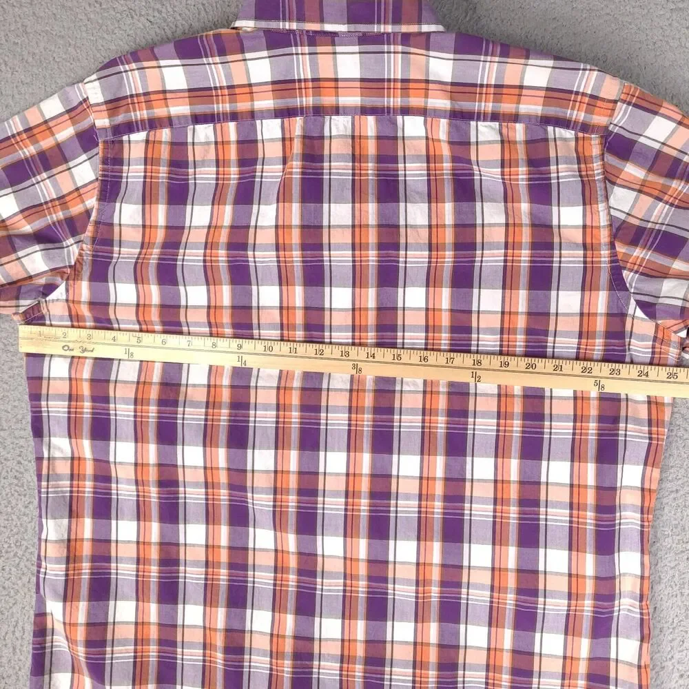 Banana Republic Shirt Mens XL Colorful‎ Plaid Short Sleeve Button Down Soft Wash